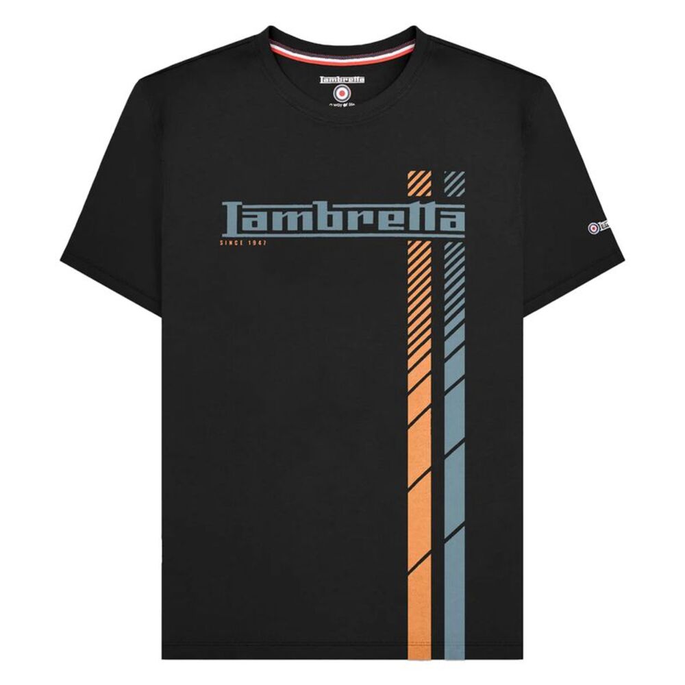 Lambretta Mens SS25 Racing Stripe T-Shirt / Black